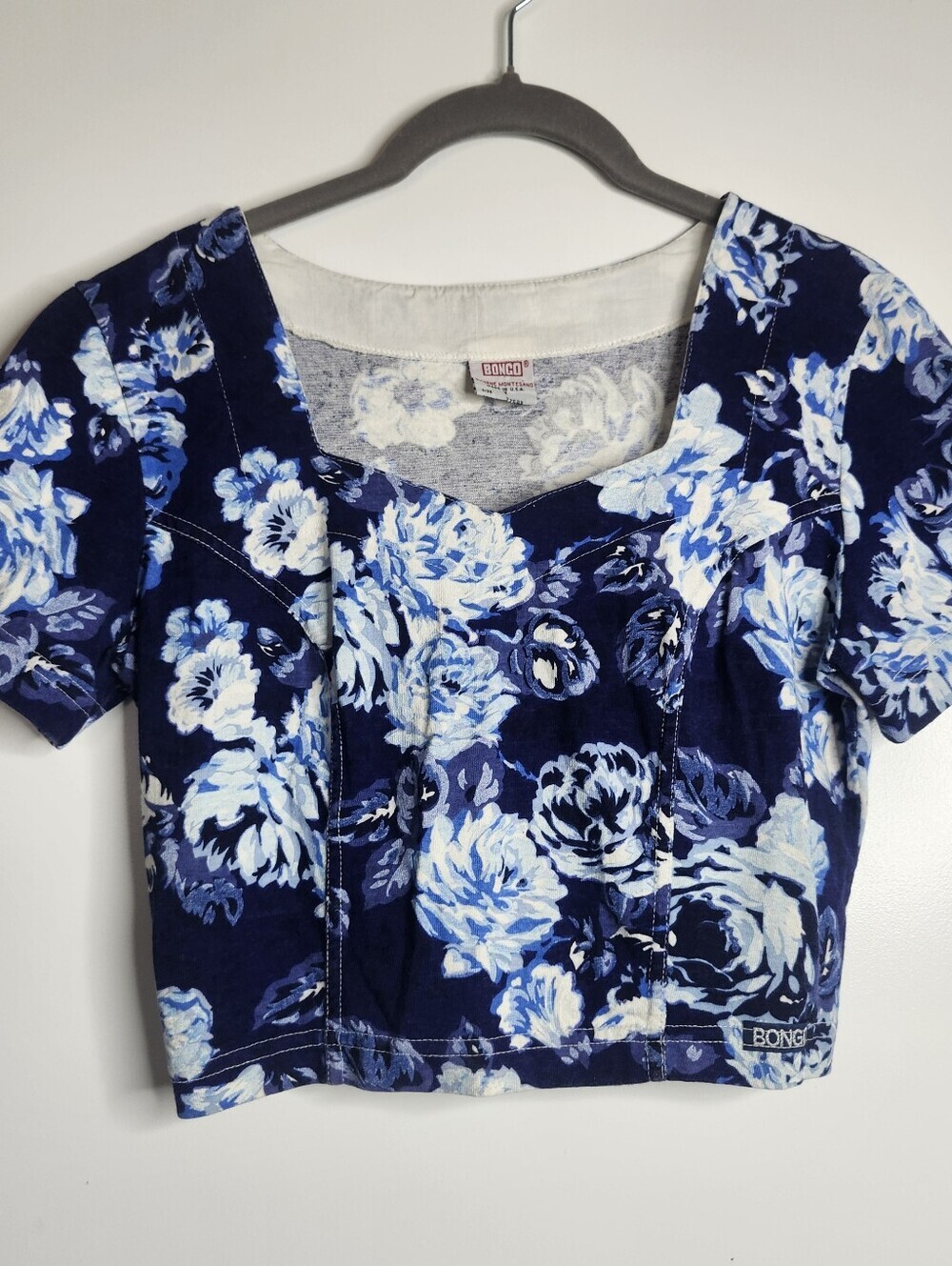 Rare Vintage BONGO Floral Crop Top Medium 90s Cottagecore Mallcore Festival Chic